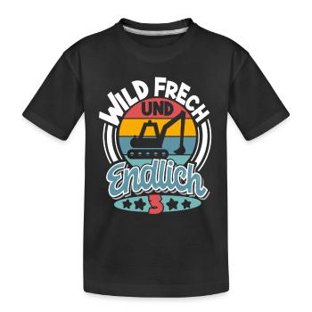 Bagger 3 Jahre Lustiger Spruch - Kinder Premium Bio T-Shirt - Schwarz - Vorne