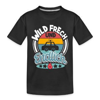 6 Jahre Kinder Polizeiauto - Kinder Premium Bio T-Shirt - Schwarz - Vorne