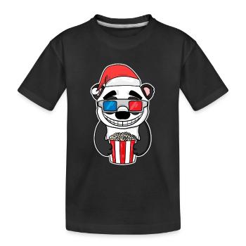 Noël Panda Bear Popcorn Cinéma - T-shirt bio Premium Enfant - noir - Devant