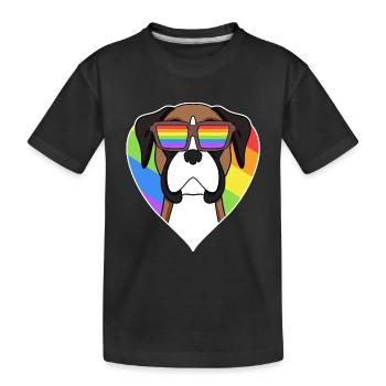 Boxer Chien Rainbow Heart - T-shirt bio Premium Enfant - noir - Devant