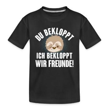 Faultier Bekloppt Freunde - Kinder Premium Bio T-Shirt - Schwarz - Vorne