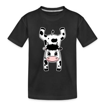Turnen Sport Handstand Kuh - Kinder Premium Bio T-Shirt - Schwarz - Vorne