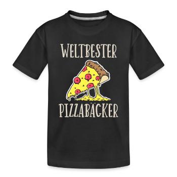 Weltbester Pizzabäcker - Kinder Premium Bio T-Shirt - Schwarz - Vorne