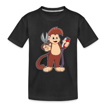Ciseaux de coiffeur singe - T-shirt bio Premium Enfant - noir - Devant