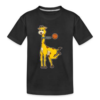 Giraffe Basketball Basketballkorb - Kinder Premium Bio T-Shirt - Schwarz - Vorne