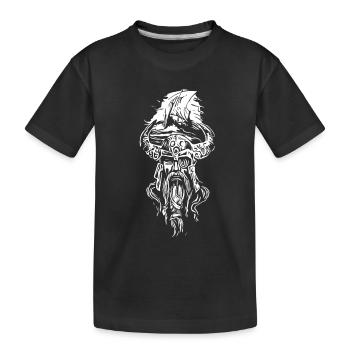 Vikings with sailing ship - Kids' Premium Organic T-Shirt - black - Front