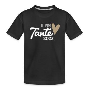 Tante 2023 - Werdende Tante - Tante werden - Kinder Premium Bio T-Shirt - Schwarz - Vorne