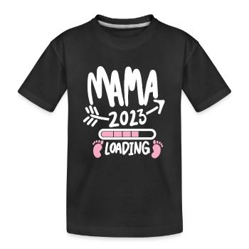 Mama 2023 loading - Werdende Mutter 2023 - Kinder Premium Bio T-Shirt - Schwarz - Vorne