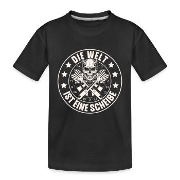Dart Darten Darts - Kinder Premium Bio T-Shirt - Schwarz - Vorne
