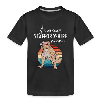 American Staffordshire Mom Vintage - Kinder Premium Bio T-Shirt - Schwarz - Vorne