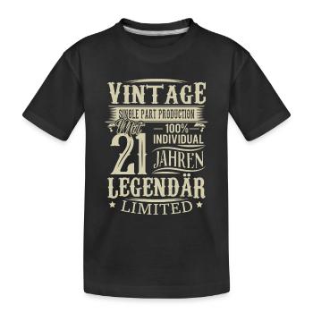 21. Geburtstag Vintage Legendär - Kinder Premium Bio T-Shirt - Schwarz - Vorne