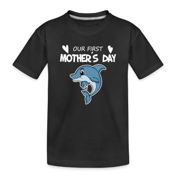 Cadeau de fête des mères - Notre première fête des mères - T-shirt bio Premium Enfant - noir - Devant