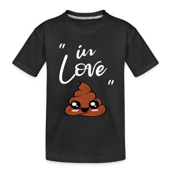 I Love poop cute shit pile - Kids' Premium Organic T-Shirt - black - Front