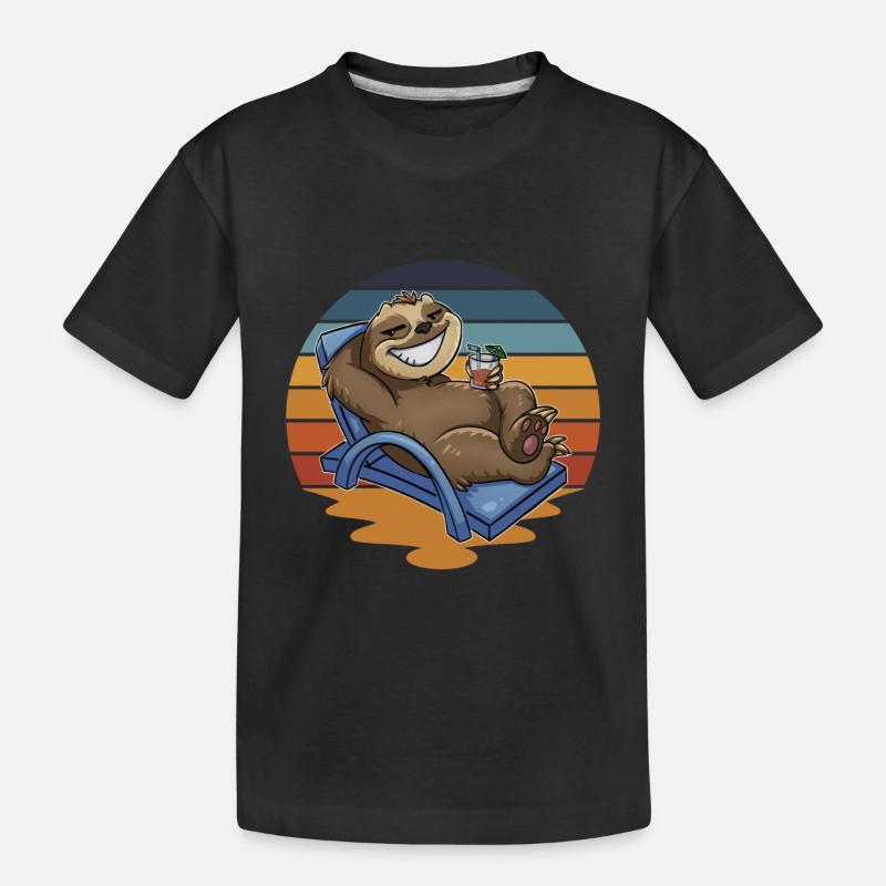 Faultier Urlauber Urlaub - Kinder Premium Bio T-Shirt - Schwarz