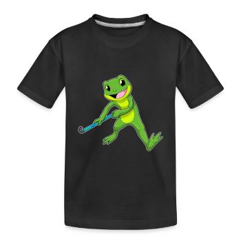 Frog Field Hockey Field Hockey Stick - Kids' Premium Organic T-Shirt - black - Front