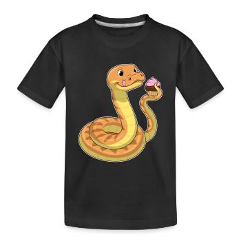 Schlange Muffin - Kinder Premium Bio T-Shirt - Schwarz - Vorne