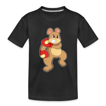 Bär Boxer Boxhandschuhe Boxen - Kinder Premium Bio T-Shirt - Schwarz - Vorne