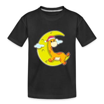 Giraffe Weihnachten Mond - Kinder Premium Bio T-Shirt - Schwarz - Vorne