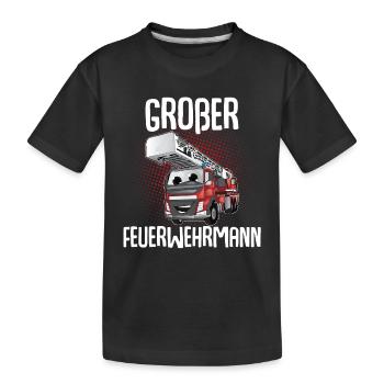 Großer Bruder Großer Feuerwehrmann - Kinder Premium Bio T-Shirt - Schwarz - Vorne