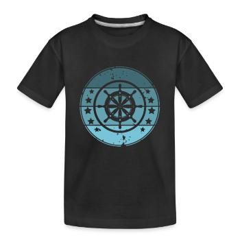 Volant Capitaine Voilier Voilier Bateau à moteur - T-shirt bio Premium Enfant - noir - Devant