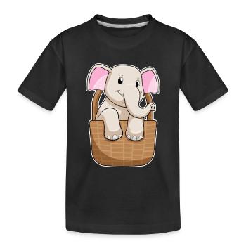 Elefant Korb - Kinder Premium Bio T-Shirt - Schwarz - Vorne
