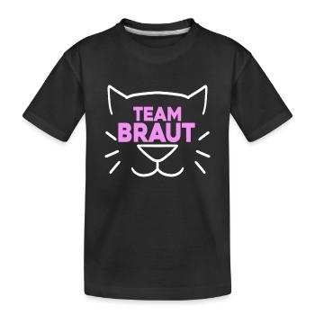 Team Braut Hochzeitsfeier Katze - Kinder Premium Bio T-Shirt - Schwarz - Vorne