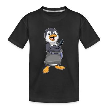 Peigne de coiffeur Pingouin - T-shirt bio Premium Enfant - noir - Devant