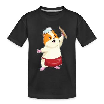 Hamster boulanger au rouleau à pâtisserie - T-shirt bio Premium Enfant - noir - Devant