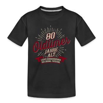 80. Geburtstag Oldtimer - Kinder Premium Bio T-Shirt - Schwarz - Vorne