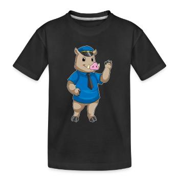 Boar Policeman Police Cap Police - Kids' Premium Organic T-Shirt - black - Front