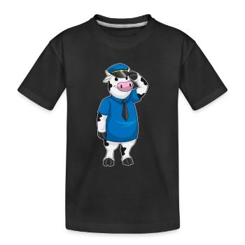 Cow Policeman Police Cap Police - Kids' Premium Organic T-Shirt - black - Front