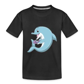 Delfin Perle - Kinder Premium Bio T-Shirt - Schwarz - Vorne