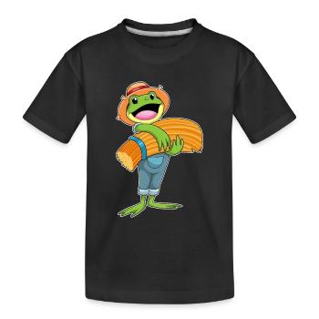Frosch Landwirt Stroh Bauernhof - Kinder Premium Bio T-Shirt - Schwarz - Vorne
