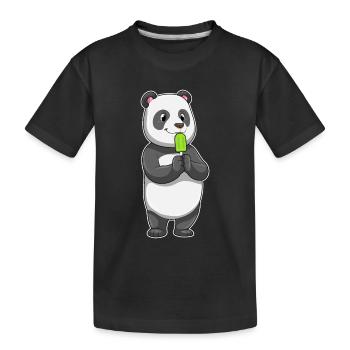 Panda Eis am Stiel - Kinder Premium Bio T-Shirt - Schwarz - Vorne