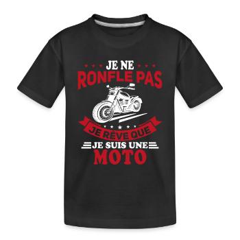 Je Ne Ronfle Pas Je Rêve Que Je Suis Une Moto - T-shirt bio Premium Enfant - noir - Devant