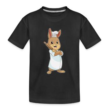 Lapin comme boulanger avec rouleau à pâtisserie - T-shirt bio Premium Enfant - noir - Devant
