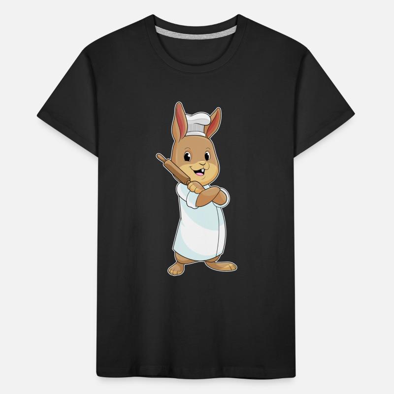 Rabbit as a baker with rolling pin Kids' Premium Organic T-Shirt