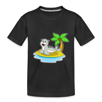 Seehund Insel - Kinder Premium Bio T-Shirt - Schwarz - Vorne