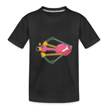 Flamingo as an arrow with bow - Kids' Premium Organic T-Shirt - black - Front