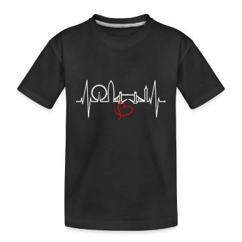 London Heartbeat Skyline England Heart Union Jack - Kids' Premium Organic T-Shirt - black - Front