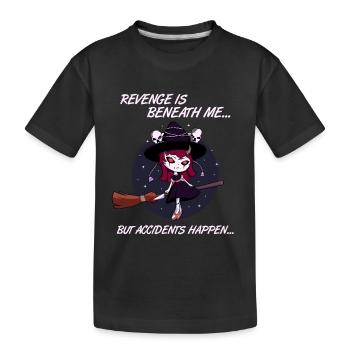 Witch On Broomstick Kawaii Witch Halloween Costume - Kids' Premium Organic T-Shirt - black - Front