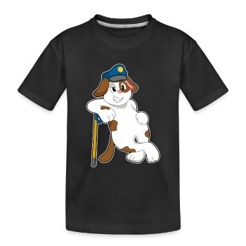Dog Policeman Police Cap Police - Kids' Premium Organic T-Shirt - black - Front