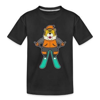 Tiger Skier Skier Skier - Kids' Premium Organic T-Shirt - black - Front