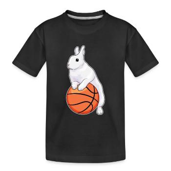Rabbit Basketball Player Basketball - Kids' Premium Organic T-Shirt - black - Front