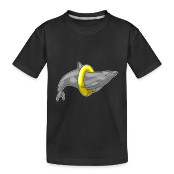 Bouée de sauvetage de nage avec les dauphins - T-shirt bio Premium Enfant - noir - Devant