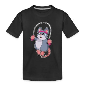 Maus Seilspringen Springseil Fitness - Kinder Premium Bio T-Shirt - Schwarz - Vorne