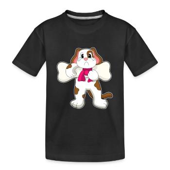 Hund Knochen  - Kinder Premium Bio T-Shirt - Schwarz - Vorne