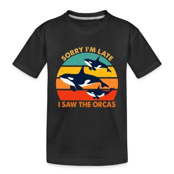Désolé d’être en retard, j’ai vu les amoureux des orques - T-shirt bio Premium Enfant - noir - Devant