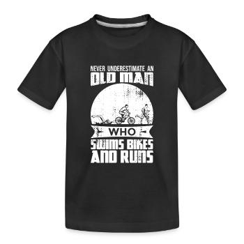 Drôle de vieil homme au triathlon - T-shirt bio Premium Enfant - noir - Devant