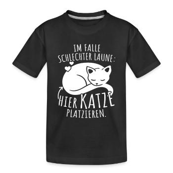Bei Schlechter Laune Hier Katze Platzieren Katzen - Kinder Premium Bio T-Shirt - Schwarz - Vorne